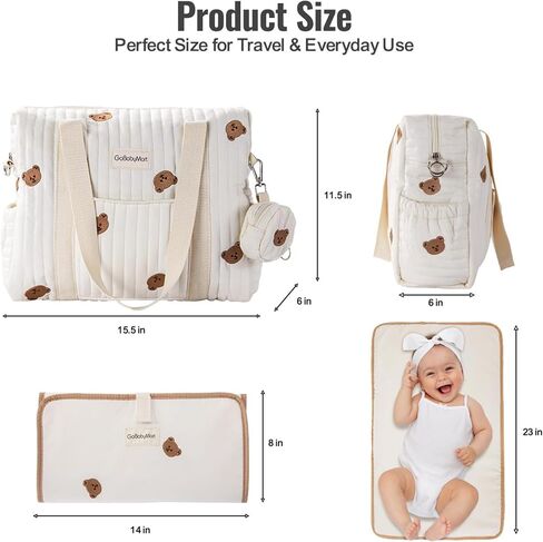 GOBABYMART 3pc Diaper Bag Tote Set, Hospital Bag for Labor & Delivery, Maternity Travel Bag with Changing Pad & Pacifier Case in Saudi Arabia