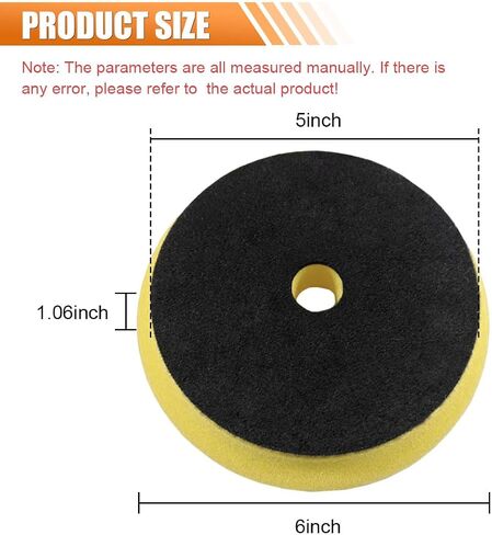 2PCS Buffing Polishing Pads, 6" Orbital Coarse Cutting Foam Sponge Pads, Hook and Loop Buffing Pad for 6 RO/DA Rotary Polisher Compounding, Polishing, Waxing (Yellow) in Kuwait
