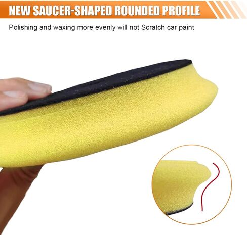 2PCS Buffing Polishing Pads, 6" Orbital Coarse Cutting Foam Sponge Pads, Hook and Loop Buffing Pad for 6 RO/DA Rotary Polisher Compounding, Polishing, Waxing (Yellow) in Kuwait