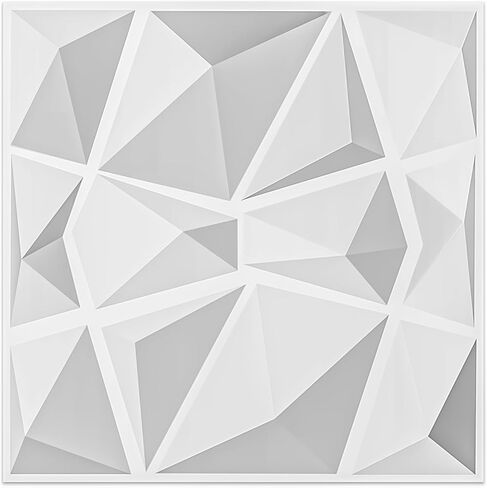Art3d 19.7"x19.7" (Pack Of 12) Wall Panel 3D Pyramid, White in Kuwait