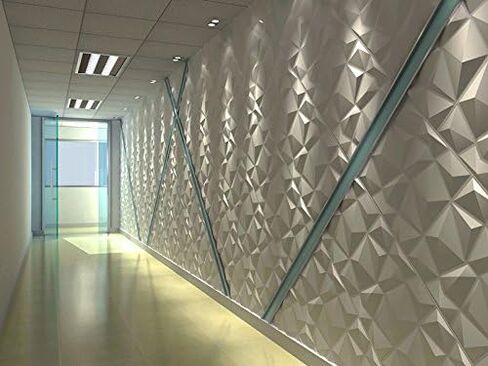 Art3d 19.7"x19.7" (Pack Of 12) Wall Panel 3D Pyramid, White in Kuwait