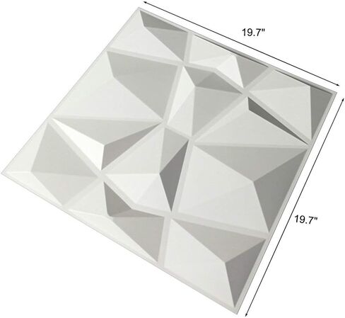 Art3d 19.7"x19.7" (Pack Of 12) Wall Panel 3D Pyramid, White in Kuwait