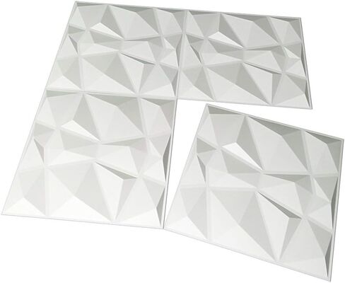 Art3d 19.7"x19.7" (Pack Of 12) Wall Panel 3D Pyramid, White in Kuwait