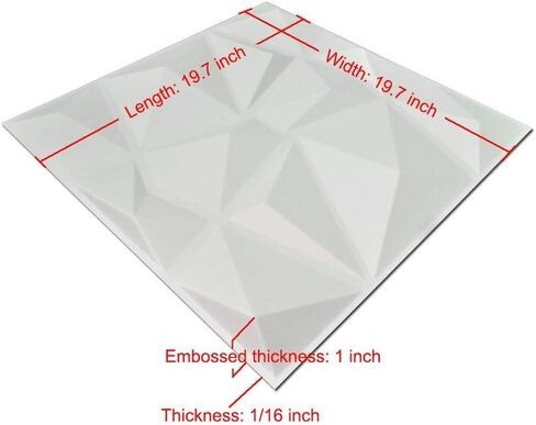 Art3d 19.7"x19.7" (Pack Of 12) Wall Panel 3D Pyramid, White in Kuwait