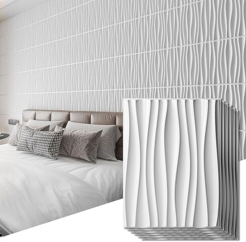 Art3d 24 -Pack 3D Wall Planels للديكور الجدران الداخلي ، PVC Wavy Assured Accent Wall Doormance لغرفة المعيش in Kuwait