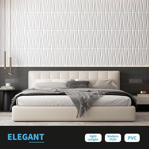Art3d 24 -Pack 3D Wall Planels للديكور الجدران الداخلي ، PVC Wavy Assured Accent Wall Doormance لغرفة المعيش in Kuwait