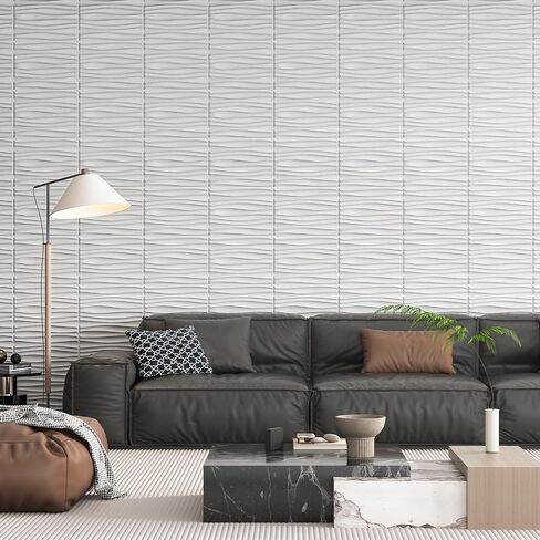 Art3d 24 -Pack 3D Wall Planels للديكور الجدران الداخلي ، PVC Wavy Assured Accent Wall Doormance لغرفة المعيش in Kuwait