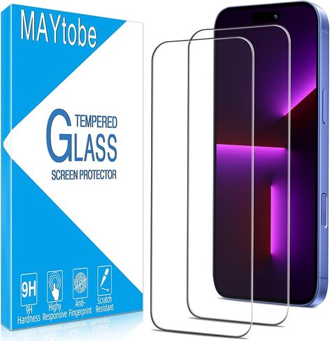 MAYtobe [عبوة من قطعتين مصممة لهاتف iPhone 16 Pro Max واقي شاشة من الزجاج المقسى، صلابة 9H، مضاد للخدش، سهل التركيب in Saudi Arabia