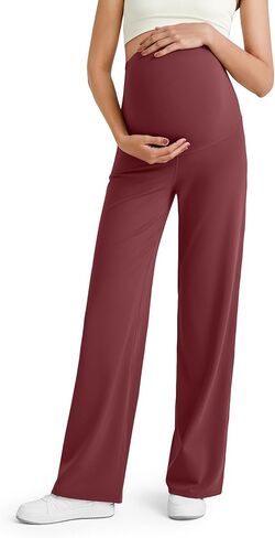 G4Free BareFeel Maternity Dress Yoga Pants Over The Belly Stretchy Work Slack Pregnancy Wide Leg Lounge Trousers in Saudi Arabia