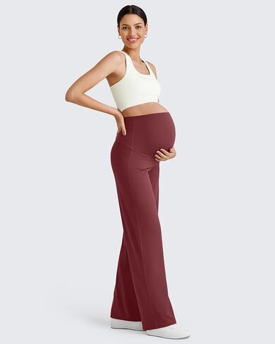 G4Free BareFeel Maternity Dress Yoga Pants Over The Belly Stretchy Work Slack Pregnancy Wide Leg Lounge Trousers in Saudi Arabia