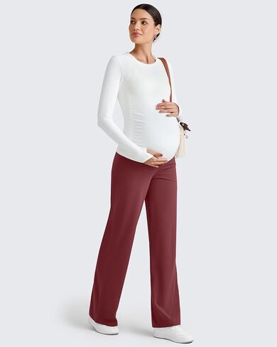 G4Free BareFeel Maternity Dress Yoga Pants Over The Belly Stretchy Work Slack Pregnancy Wide Leg Lounge Trousers in Saudi Arabia