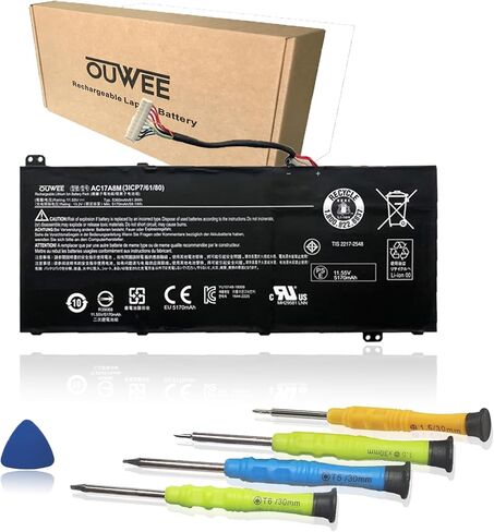 بطارية كمبيوتر محمول AC17A8M متوافقة مع Acer Spin 3 SP314-52 TMX314-51-M MG TMX3310-M TMX3410-MG Series Notebook 11.55V 59.1Wh 5170mAh in Saudi Arabia