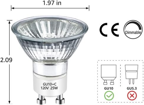 Halogen Bulb 50 Watt GU10 120V NP5 Replacement Bulb for Candle Warmer, Scent Wax Burner, Fragrance Melt, Warming Bulb JDR Dimmable, Warm White 2700K Pack of 4 in Kuwait