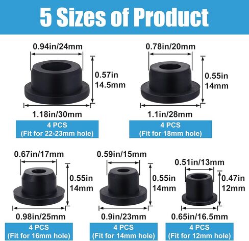 20 Pcs White Bathtub Jet Covers, Silicone Tube and Hole Plug, Waterproof Cover Hole Plugs, Pipe Tube Inserts for Bathtub Hole (5 Sizes) in Saudi Arabia