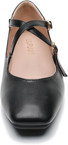 Women's Cross Strap Ballet Flats Square Toe Casual Retro Mary Jane Lolita Dress Shoes in Kuwait