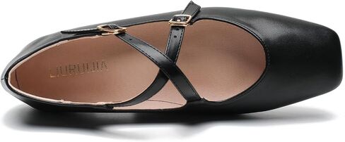 Women's Cross Strap Ballet Flats Square Toe Casual Retro Mary Jane Lolita Dress Shoes in Kuwait