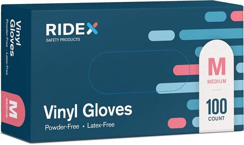 Ridex Disposable Gloves Latex-Free Clear Vinyl Gloves [100-Count] Powder-Free All-Purpose Gloves, Dispenser Box Gloves 100 Pieces - Size Medium Glove Medical in Saudi Arabia