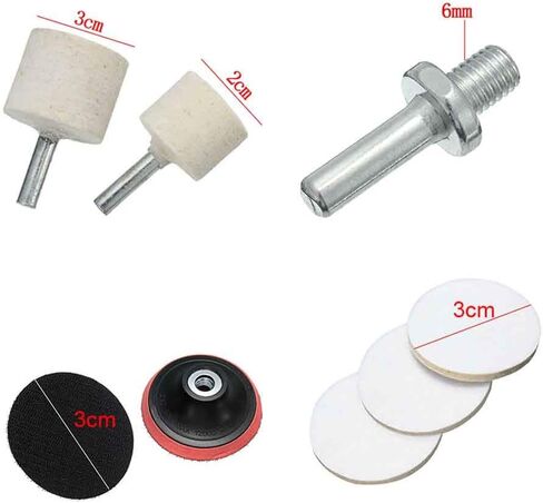 9pcs/Set Glass Polishing Kit, Deep Scratch Remover Car Polish Pad Cerium Oxide Powder Felt Polishing Wheel Set for Windscreen and Glass(Size:9 pcs) in Saudi Arabia
