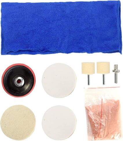 9pcs/Set Glass Polishing Kit, Deep Scratch Remover Car Polish Pad Cerium Oxide Powder Felt Polishing Wheel Set for Windscreen and Glass(Size:9 pcs) in Saudi Arabia