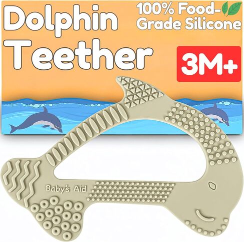 Baby’s Aid Dolphin Silicone Teething Toy, Easy to Hold Baby Teether with 8 Textures for 3+ Months, BPA Free Silicone Teethers for Babies, Soothe Gums, Infant & Toddler Chew Toys, Durable Teething Toys in Saudi Arabia