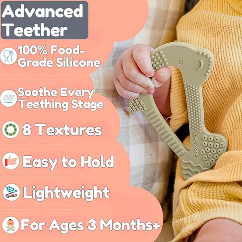 Baby’s Aid Dolphin Silicone Teething Toy, Easy to Hold Baby Teether with 8 Textures for 3+ Months, BPA Free Silicone Teethers for Babies, Soothe Gums, Infant & Toddler Chew Toys, Durable Teething Toys in Saudi Arabia
