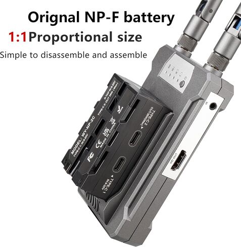 النوع C إلى NP-F550/970/770 بطارية وهمية مزدوجة مع شاشة الجهد ومنفذ إدخال/إخراج Type-C لشاشات Atomos Ninja/Shinobi ، نقل الفيديو اللاسلكي ، مصابيح LED ، إلخ in Kuwait