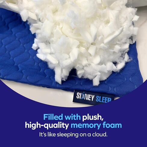 وسادة نوم سيدني للنوم على الجانب والظهر - مريحة لألم الرقبة والكتف - حشوة إسفنجية ممزقة قابلة للتعديل والتخصيص - حجم كوين - تتضمن حشوة إسفنجية إضافية (أبيض) in Kuwait