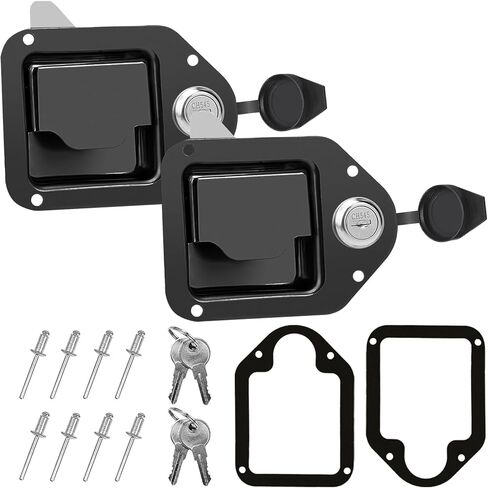 2 Pack Truck Tool Box Latch Replacement Stainless Steel Toolbox Paddle Lock Replacement Handle with Keys for Truck, RV, Trailer, UTV, ATV Box (Sliver) in Saudi Arabia