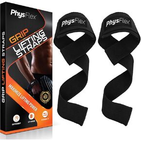 Grip Lifting Straps for Weightlifting and Strength Training, Premium Cotton and Padded Wrist Wraps, Gym Deadlift for Men & Women (Black, 1-Pair)