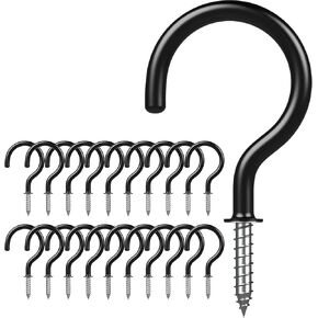 20 Pack Ceiling Hooks, 2 in Screw Cup Hooks, Vinyl Coated Heavy Duty Screw Hooks, Ceiling Hooks for Hanging Plants, Screw in Hooks for Outdoor String Lights, Ceiling Plant Hangers.