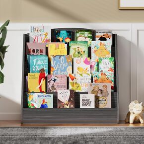 TOETOL 5-Tier Kids Bookshelf - Toddler Book Display Shelves for Classrooms, Playrooms, and Nursery - Wooden Children Book Rack (Natural)