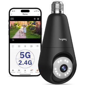 Hugolog 4G LTE Cellular Light Bulb Security Camera,360°2K Security Cameras Wireless Outdoor Indoor 4MP Full Color Day and Night,Motion Detection, Audible Alarm,Easy Installation,Compatible with Alexa