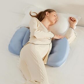 Pregnancy Pillow for Sleeping, Full Body Maternity Pillow, Cooling & Buttery Soft Sustainable Tencel Lyocell with Removable & Washable Cover, Multi-Functional Comfort, Light Grey
