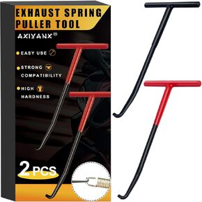 Exhaust Spring Puller Tool Motorcycle Exhaust Spring Tool,2pcs Exhaust Spring Hooks, T Handle Snowmobile Spring Puller Removal Tool,Pipe Spring Puller for Dirt Bike Motorcycle