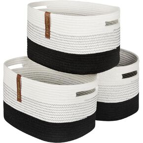 Storage Basket Woven Baskets for Organizing | Woven Rope Basket Bins Cube Shelf Closet Storage Baskets | 15×10×9" Cute Baby Basket for Nursery | 3 Pack (Gradient Yellow)