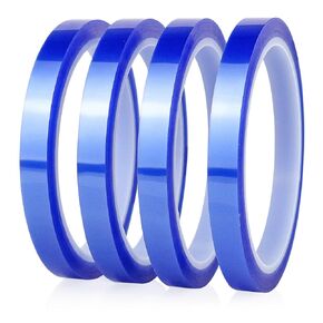 BOMEI PACK High Temp Tape, Blue Heat Transfer Tape, 4 Rolls 20mm x33m(108ft) High Temperature Masking Tape for Tumbler Sublimation Print, Heat Vinyl Press Tape, No Residue