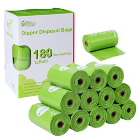 Diaper Bags Disposable for Baby, 16 Refill Rolls/240 Bags OXO-Biodegradable Waste Bags,Dirty Disposable Diaper Bags,Diaper Trash Bags,Rainbow