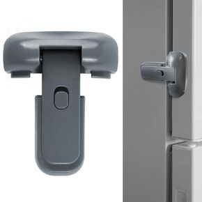 Child Proof Fridge Lock with Adhesive, 1" Refrigerator Freezer Door Latches Grey Freezer Latch to Keep Door Closed (2 Pack)
