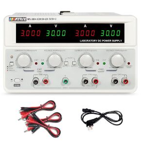MATRIX Triple Linear DC Power Supply 30V 5A 315W, Adjustable DC Power Supply Variable 10mV/1mA with Low Ripple, Benchtop DC Power Supply with 4 Digits Display Series and Parallel Mode, MPS-3005H-3