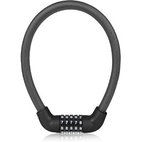 5 Digit Combination Bike Cable Lock, Lightweight Bicycle Lock Anti Theft Resettable Combination Portable Bicycle Cable Locks for Bike, 22inch, Black