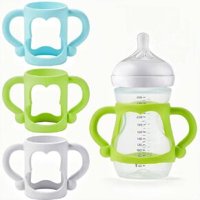 Baby Bottle Handles for Avent Natural Baby Bottle, Easy-Grip Transitional Sippy Cup Handles, Compatible with Philips Avent Natural Baby Bottle 9 oz, BPA Free (White+Blue+Green)