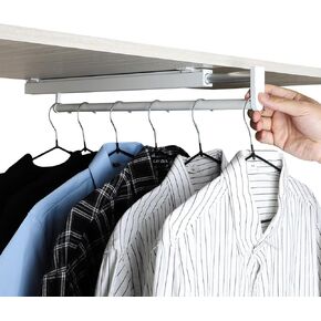 pull out closet rod pull out pants rack for closet white 13-3/8 inch pull out valet rod closet pull out clothes closet rod telescopic trouser rack shallow cabinet organize pants and clothes