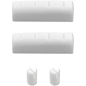 2-Pack Bone Banjo Nuts Set, 5th String Nut & Head Nut for 5 String Banjo, Pure Bone Pre-slotted, Easy Installation, Improves Tone & Sustain, Replacement Accessory