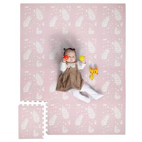 Comfortable Baby Play Mat Tiles - Soft Foam Floor Tiles for a Safe Play Area - Large Baby Mat for Floor, Perfect for Kids' Playroom (Blush Botanicals)