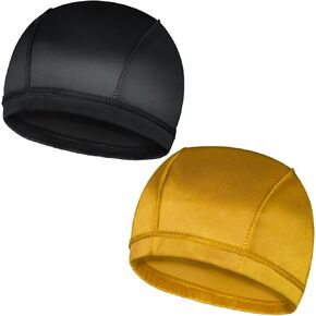 2PCS Silky Wave Caps for Men Waves, Good Compression Caps Over Durags for 360 Waves, Ideal Gifts for Farther's Day (Black+Silver)