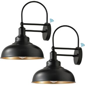 2-Pack Dusk to Dawn Outdoor Barn Lights, Black Classic Industrial Wall Sconce Suitable for a Variety of E26 Bulbs, Exterior Gooseneck Wall Light Fixture for Farmhouse Barn Garage House.