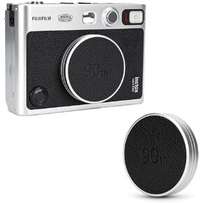 Retro Leather Lens Cap for Fujifilm Insta Mini EVO, Aluminum Anti-Dust Anti-Scratches Lightweight Camera Lens Cover with Soft EVA Interior, Accessories for Fuji Mini Evo Lens Protection Cover