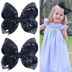 2 Pieces Glitter Hair Bow Clips for Girls, 6 Inches Handmade Sequins Large Bows Alligator Hair Clips, Red