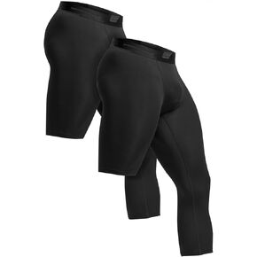 TSLA 2 Pack Men's Cool Dry Compression Pants, Athletic Workout Running Tights Leggings Baselayer