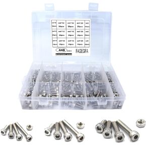 طقم مقابس سداسية 80 قطعة، 304 من الفولاذ المقاوم للصدأ، برغي M5 ومجموعة فرز صامولة مع كاسيت in Kuwait